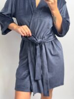 Довгий халат з поясом  графіт - Зображення 4