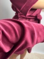 Довгий халат з поясом  бордовий - Зображення 3