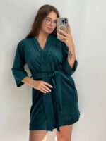 Довгий халат з поясом смарагд - Зображення 6