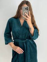 Довгий халат з поясом смарагд - Зображення 4