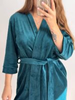 Довгий халат з поясом смарагд - Зображення 3