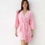 Довгий халат з поясом зефірний