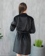 Довгий халат з поясом чорний - Зображення 4