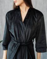 Довгий халат з поясом чорний - Зображення 5