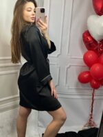 Стильний шовковий халат чорний білий кант - Зображення 8