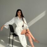 Довгий шовковий халат айворі