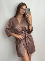 Шовковий Армані халат шоколад