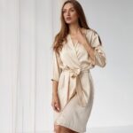 Шовковий Армані халат молочний