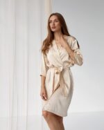 Шовковий Армані халат молочний