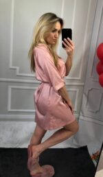 Шовковий Армані халат пудра - Зображення 4