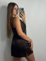 Нічна сорочка з ніжної шовкової тканини брауні - Зображення 3