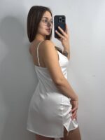 Нічна сорочка з ніжної шовкової тканини айворі - Зображення 3