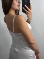 Нічна сорочка з ніжної шовкової тканини айворі - Зображення 2