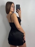 Нічна сорочка з ніжної шовкової чорний - Зображення 5