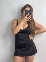 Нічна сорочка з ніжної шовкової чорний - Зображення 3