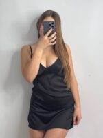 Нічна сорочка з ніжної шовкової чорний - Зображення 2