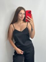 Базова майка у тканині шовк чорний