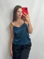 Базова майка у тканині шовк смарагд - Зображення 3