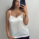 Базова майка у тканині шовк айворі