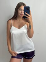 Базова майка у тканині шовк айворі