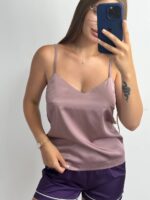 Базова майка у тканині шовк мокко