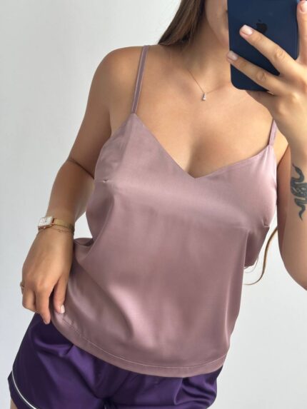 Базова майка у тканині шовк мокко - Зображення 4