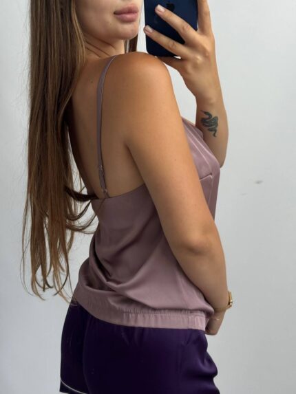 Базова майка у тканині шовк мокко - Зображення 3