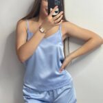 Шовкова піжама майка і шорти блакитний