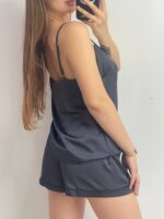 Шовкова піжама майка і шорти графіт - Зображення 6