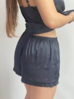 Шовкова піжама майка і шорти графіт - Зображення 4