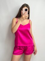Шовкова піжама майка і шорти малина - Зображення 7