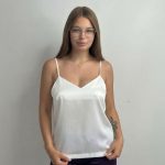 Базова майка у тканині шовк айворі