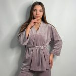 Жіночий домашній костюм пудра перламутр