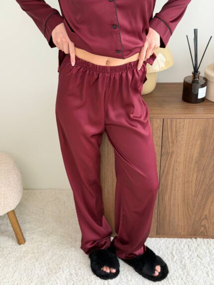 Оновлений шовк трійка довгий рукав бордовий чорний кант - Зображення 8