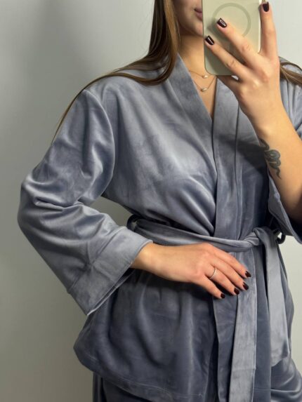 Жіночий домашній костюм сірий 2 - Зображення 5