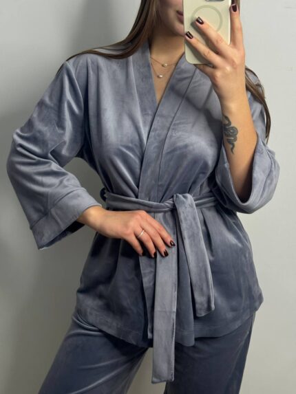 Жіночий домашній костюм сірий 2 - Зображення 4