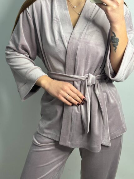 Жіночий домашній костюм пудра перламутр - Зображення 4