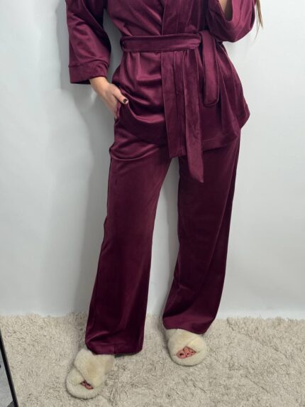 Жіночий домашній костюм бордовий - Зображення 3