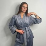 Жіночий домашній костюм сірий 2